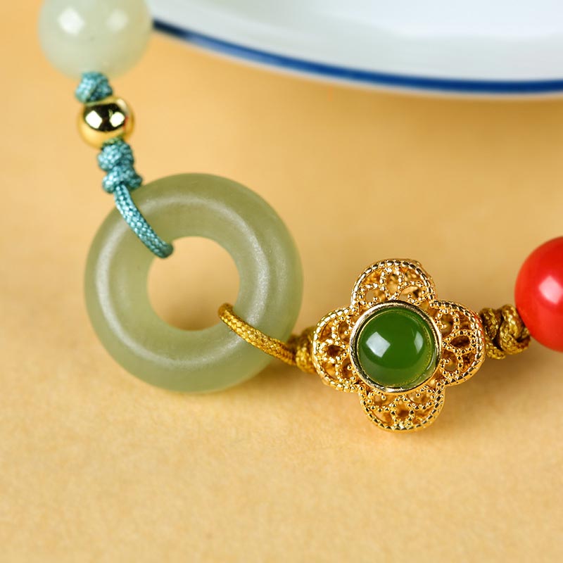 Pulsera de bendición de jade cinabrio natural
