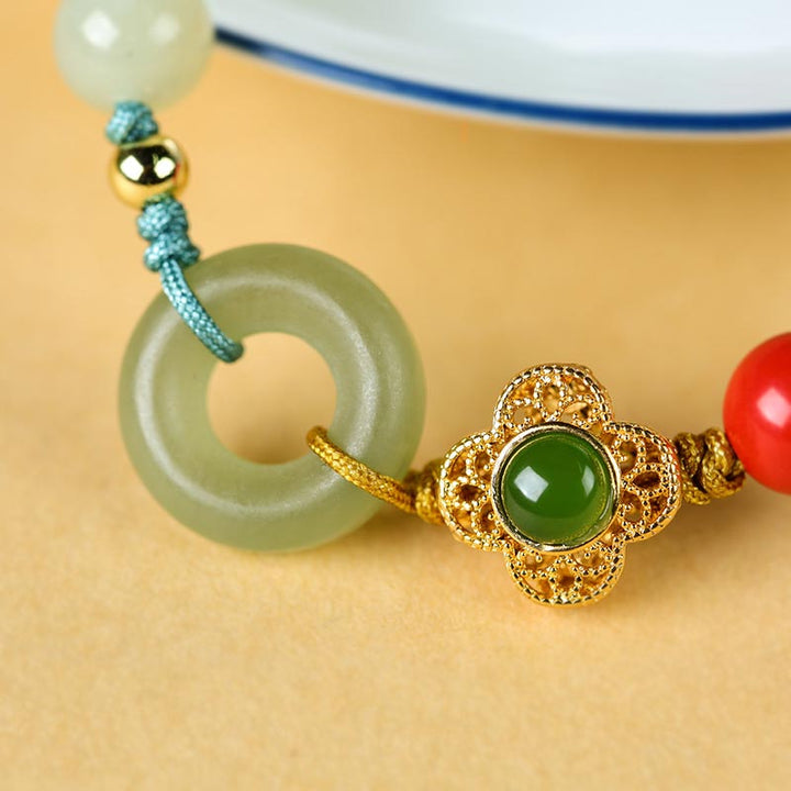 Pulsera de bendición de jade cinabrio natural