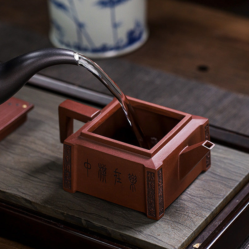 Buddha Stones Yixing, todo hecho a mano, Gomoku, juego de ajedrez, tetera cuadrada de Kung Fu de arcilla púrpura, 280ml