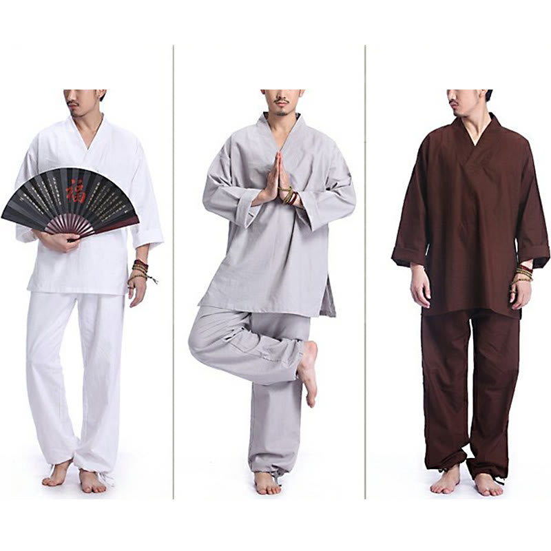 Conjunto de ropa de Yoga para hombre, diseño con cuello en V , Buddha Stones, meditación, oración, espiritual, Zen, lino y algodón - image 20