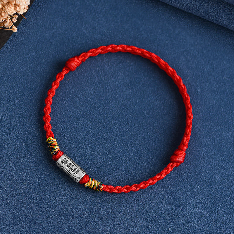 Pulsera tobillera de plata de ley 925 hecha a mano con Buddha Stones, todo va bien, diseño de protección y resistencia - Tobillera (Circunferencia 18-30 cm) - Cuerda roja - image 21