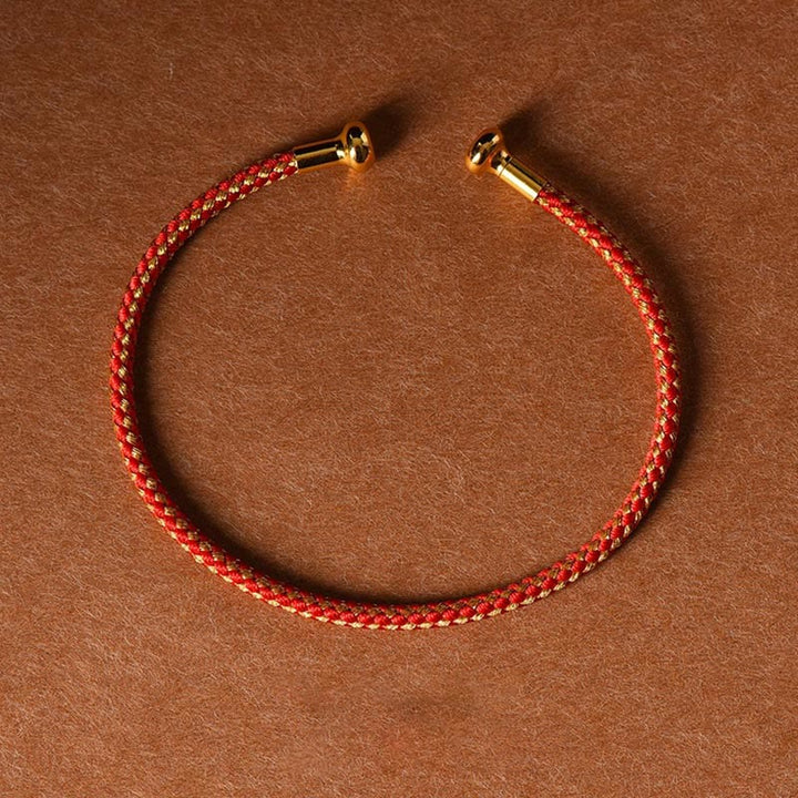 Pulsera de cuerda trenzada de la suerte hecha a mano con diseño simple de Buddha Stones - Rojo Beige - image 29