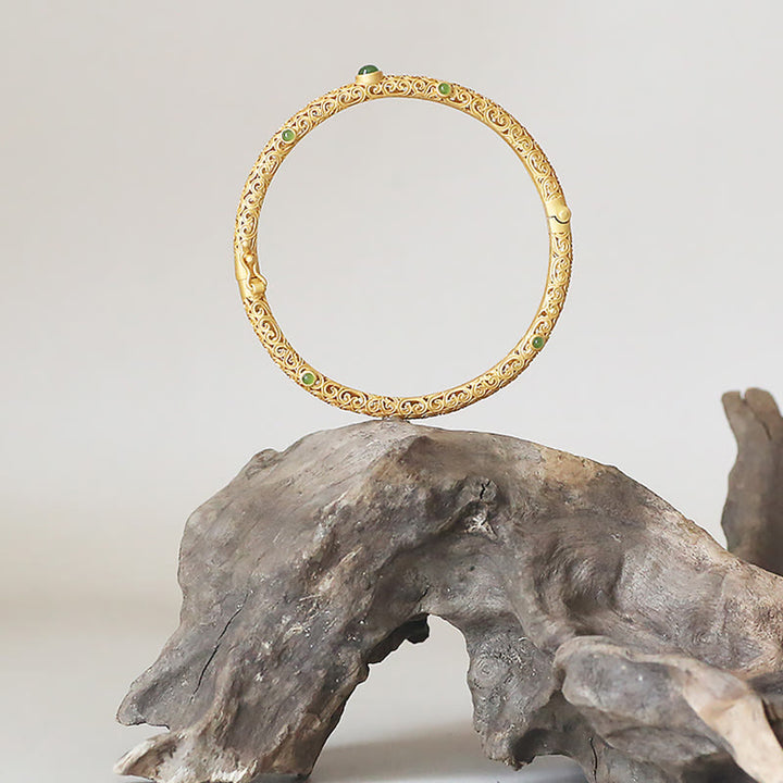 Brazalete de pulsera curativa con Buddha Stones , Jade cian, cobre, nubes propicias, calma
