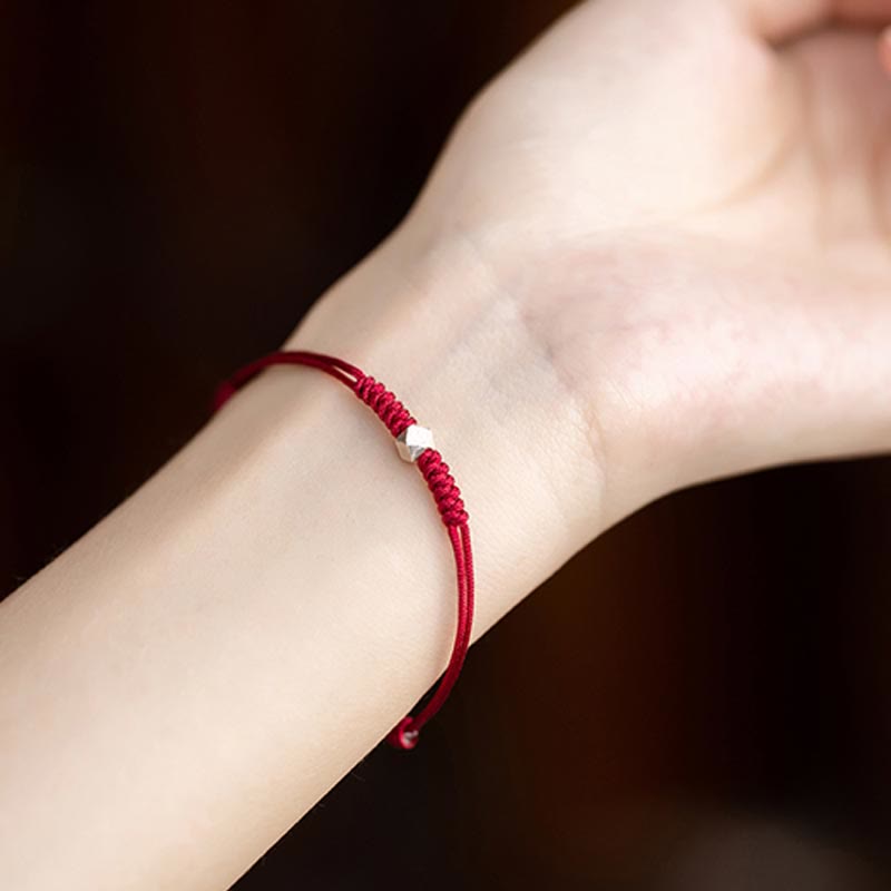 Pulsera trenzada de cordón fino rojo con cuentas de la suerte y Buddha Stones de plata de ley 925. - image 9