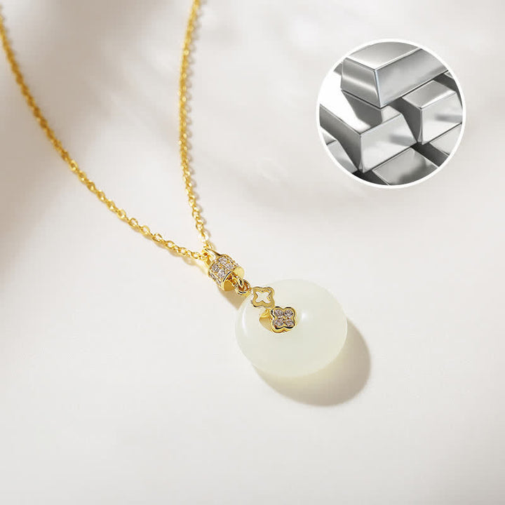 Colgante de plata de ley 925 con moneda de jade blanco hetiano, flor, hebilla de la paz, suerte - image 6