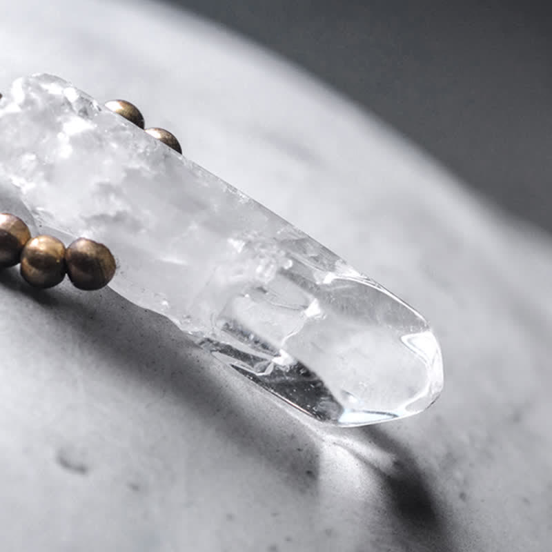 Pulsera de pareja de éxito de cristal blanco de madera de ébano de cuarzo rutilado negro