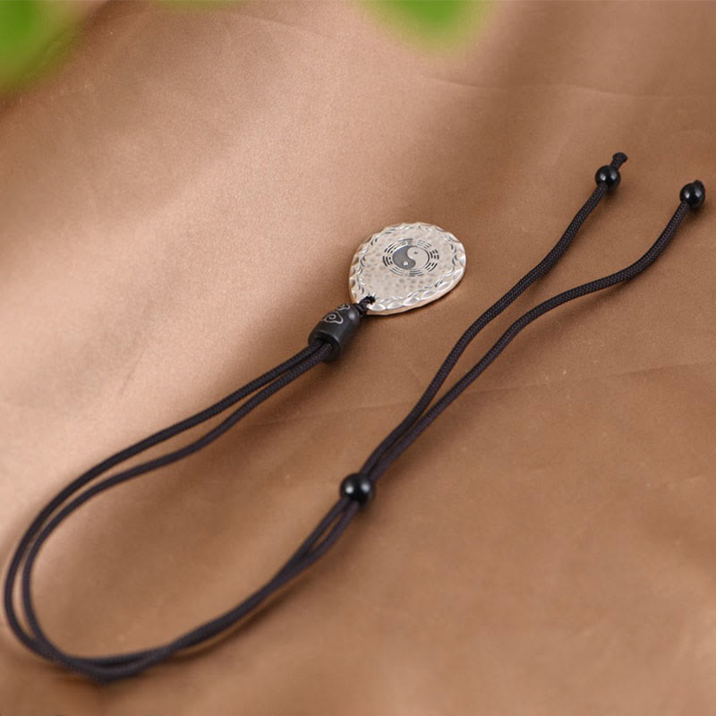 Buddha Stones Vintage Plata de Ley 999 Yin Yang Bagua diseño de gota de agua equilibrio armonía collar colgante - image 6