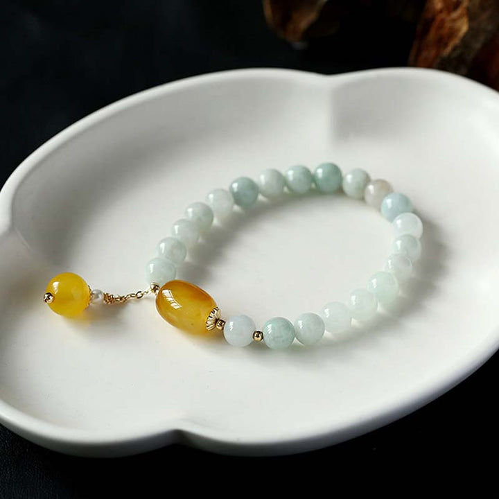 Pulsera de protección de ágata de jade blanco natural con Buddha Stones