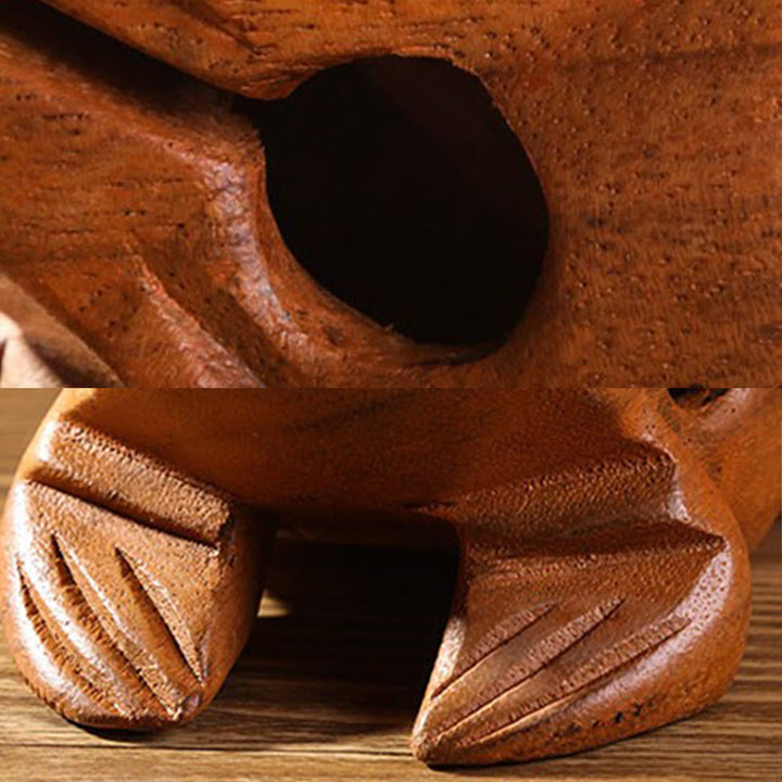 Buddha Stones hechas a mano FengShui, rana de la suerte y la riqueza, Mini rana croadora de madera, decoración Guiro