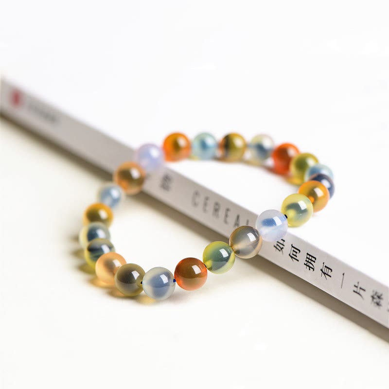 Pulsera de cuentas de fuerza de armonía de ágata de caramelo colorida natural de Buddha Stones