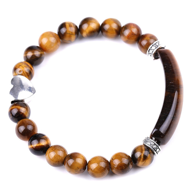 Pulsera de corazón unisex con cuentas de cristal natural