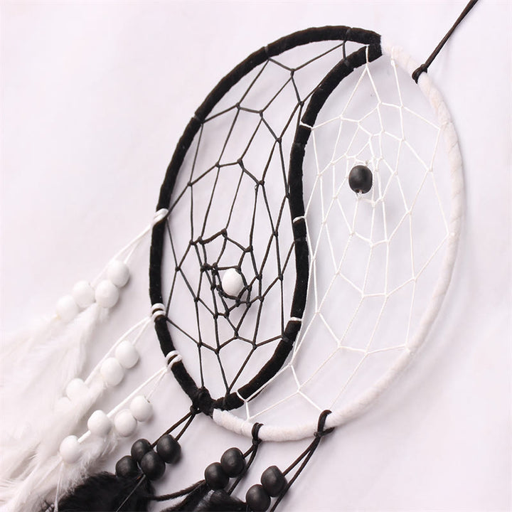 Atrapasueños Yin Yang, red circular con plumas, decoración de equilibrio - image 7