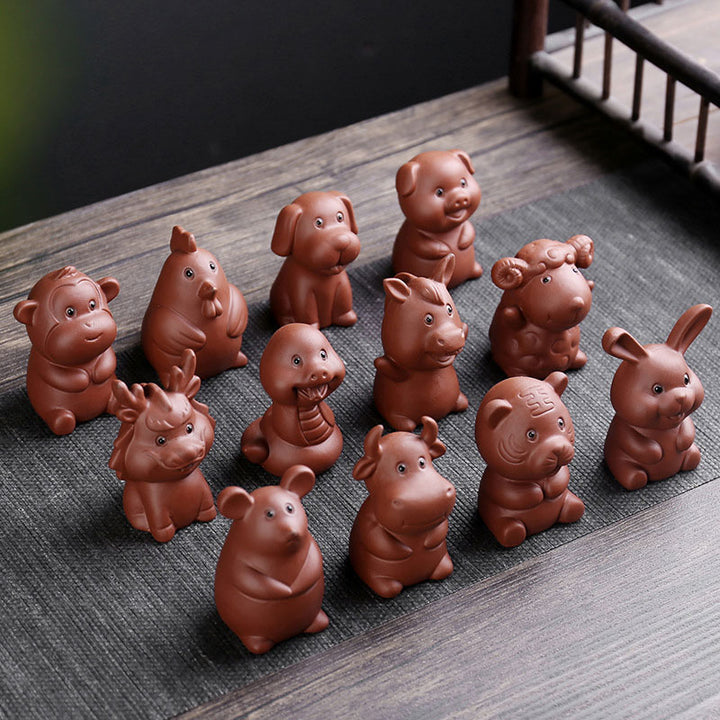 Buddha Stones del zodiaco chino, arcilla púrpura, riqueza, té de cerámica, decoración para el hogar de mascotas