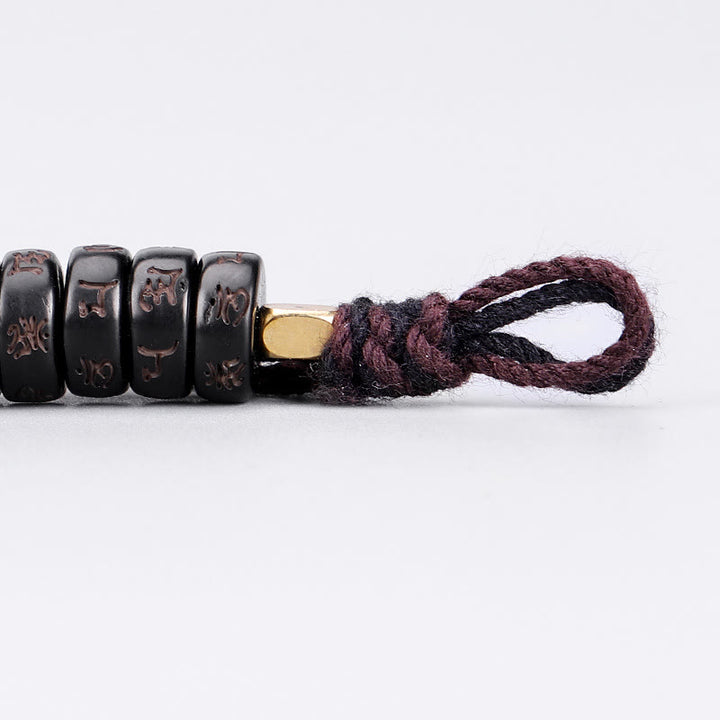 Pulsera de cadena positiva con cuentas de concha de coco tibetana, Buddha Stones grabadas Om Mani Padme Hum Mantra