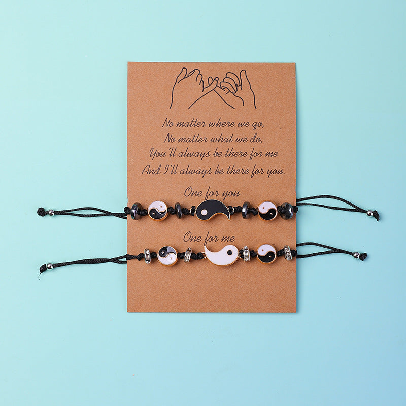 Pulsera de pareja de hematita Yin Yang, 2 piezas, Buddha Stones