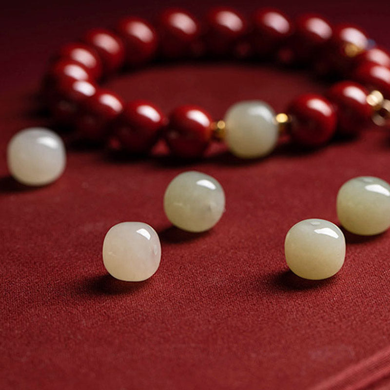 Pulsera con dijes de protección curativa de jade cinabrio con Buddha Stones