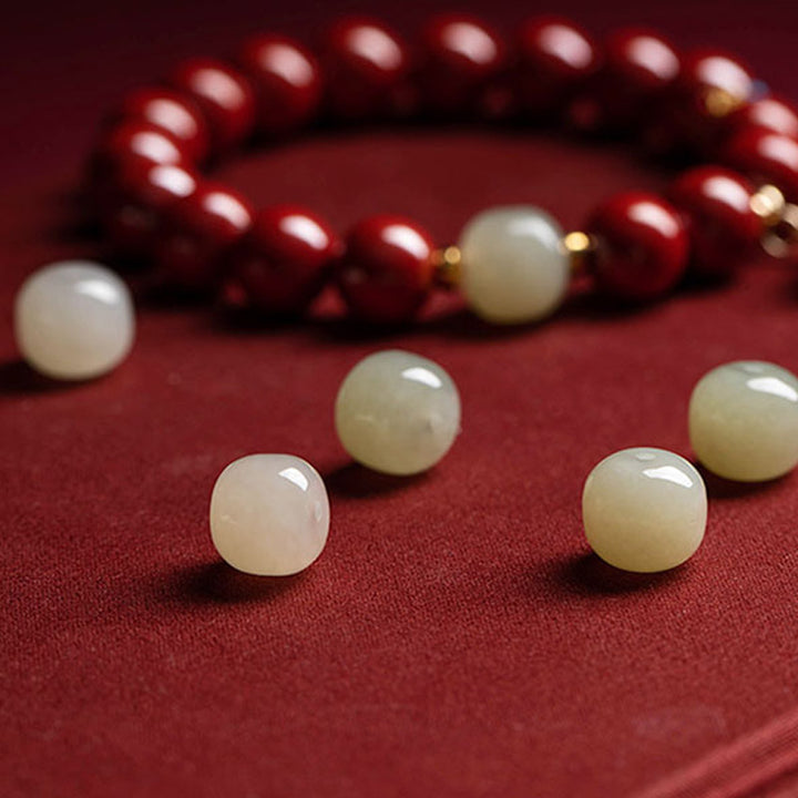 Pulsera con dijes de protección curativa de jade cinabrio con Buddha Stones