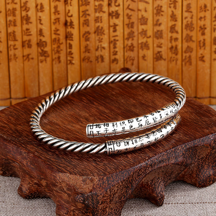 Brazalete de pulsera de equilibrio con diseño trenzado de Sutra de corazón Retro con Buddha Stones