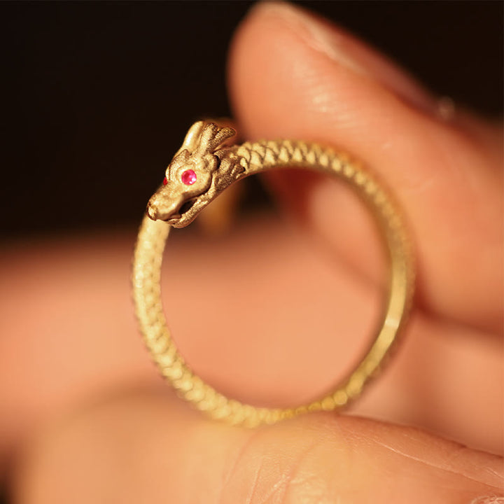 Anillo ajustable de plata de ley 925 con Buddha Stones , diseño vintage del Año del Dragón, protección de la suerte - image 7