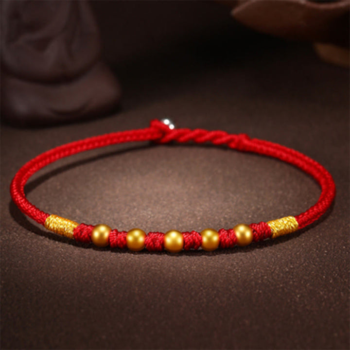 Pulsera de protección trenzada hecha a mano con nudo King Kong de la suerte con cuentas de oro 999 de piedras de Buddha Stones