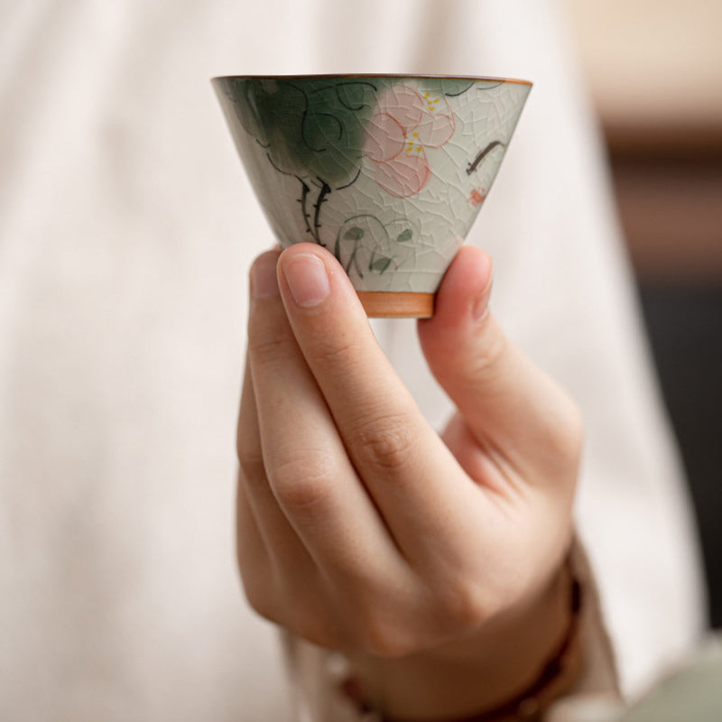 Taza de té de cerámica con Buddha Stones, bote de caqui, pez Koi, loto, taza de té de Kung Fu, 50ml