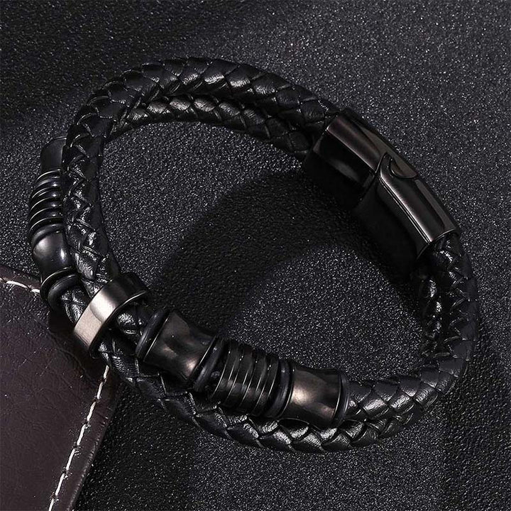 Pulsera Fortune con tejido de cuero en capas de Buddha Stones
