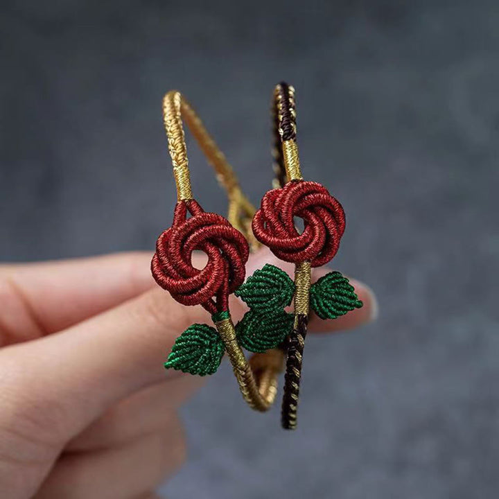 Pulsera hecha a mano con Buddha Stones, cuerda de flor rosa, ocho hilos, nudo de paz, suerte