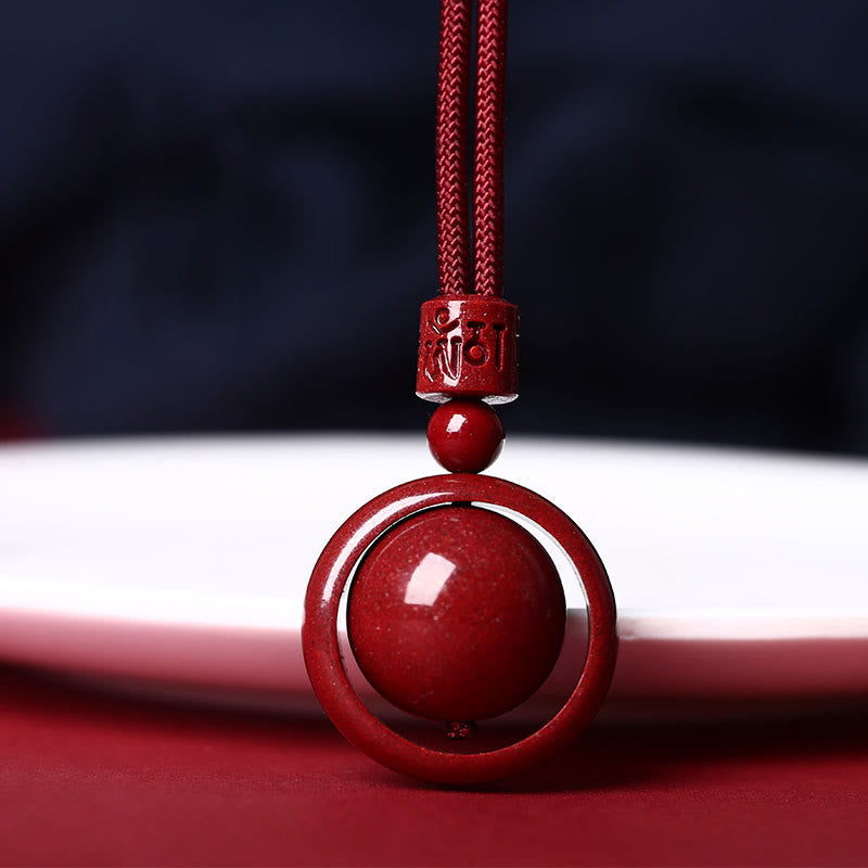 Buddha Stones cinabrio Om Mani Padme Hum PiXiu bendición collar de cuentas de la suerte colgante - Om Mani Padme Hum - Cuerda roja - image 1