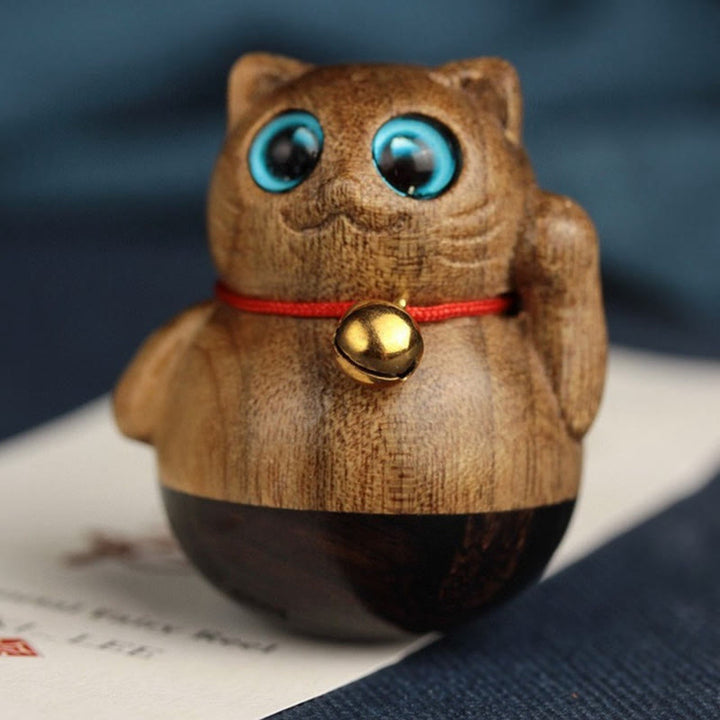 Buddha Stones Mini gato de la suerte gatito Phoebe Zhennan decoración de bendición de madera - image 10