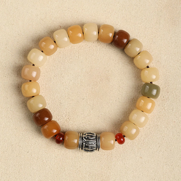 Buddha Stones Semilla Bodhi Natural El Señor del Bosque Cadáver Om Mani Padme Hum Pulsera de Sabiduría