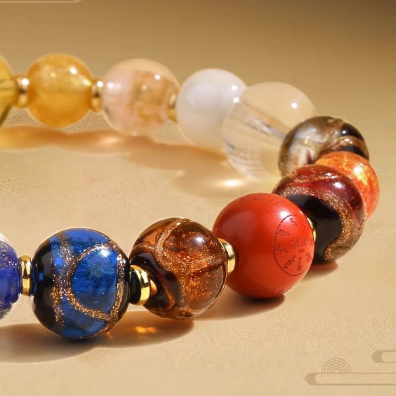 Buddha Stones tibetano colorido incienso ceniza Liuli cuentas de vidrio Om Mani Padme Hum Dorje Vajra 18 cuentas muñeca Mala