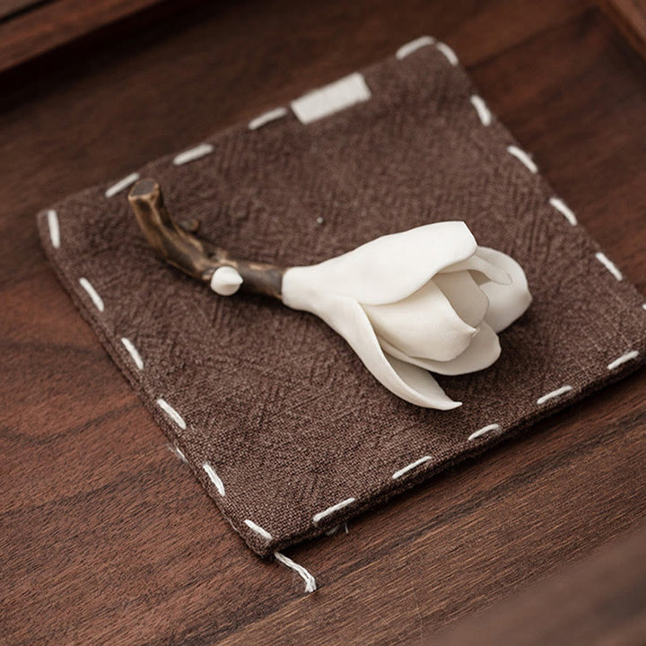 Quemador de incienso curativo de cerámica con diseño de flores de Gardenia, Buddha Stones, decoración