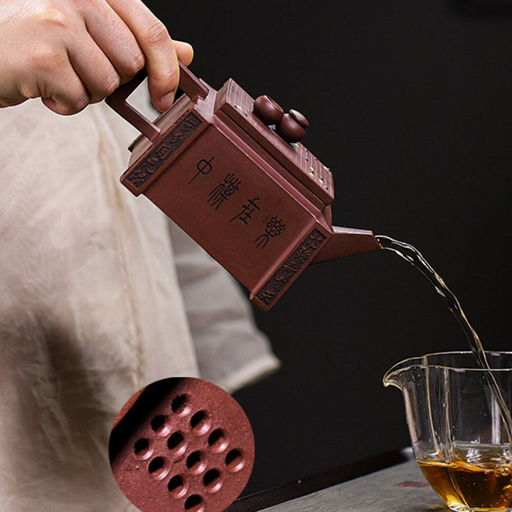 Buddha Stones Yixing, todo hecho a mano, Gomoku, juego de ajedrez, tetera cuadrada de Kung Fu de arcilla púrpura, 280ml