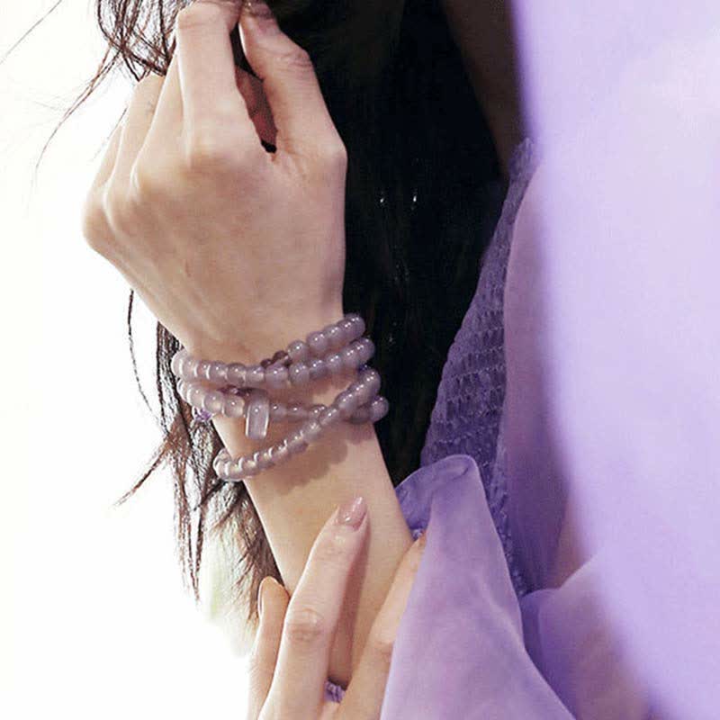 Pulsera curativa de meditación de cristal de amatista natural