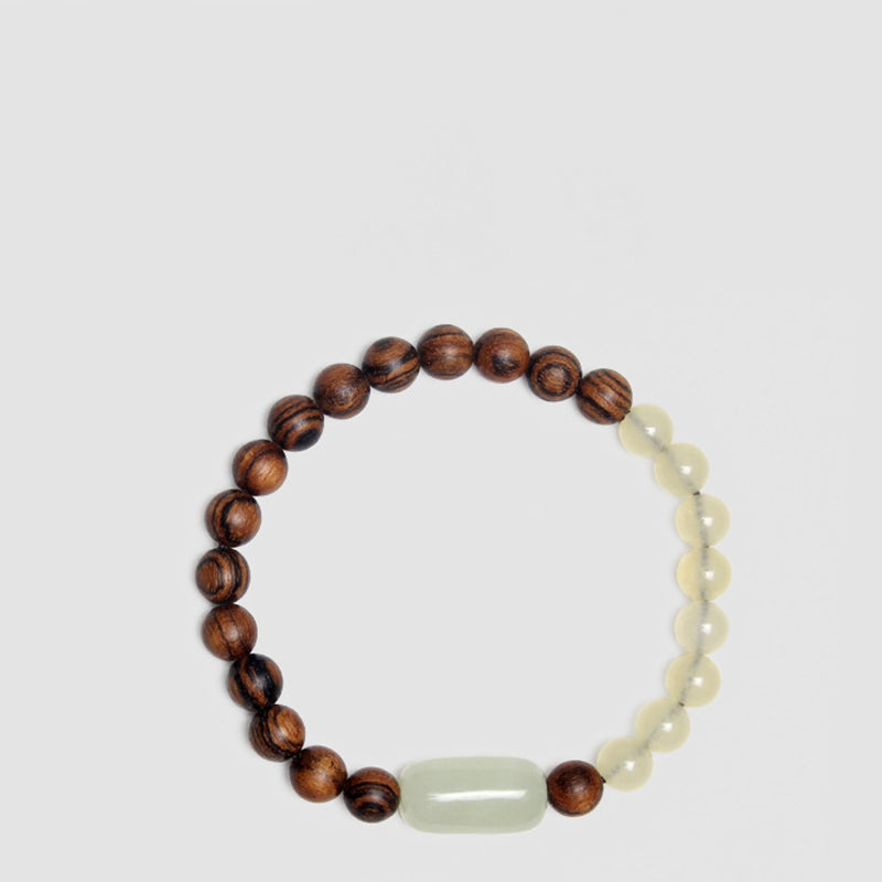 Pulsera de la abundancia de la suerte de sándalo de jade con Buddha Stones