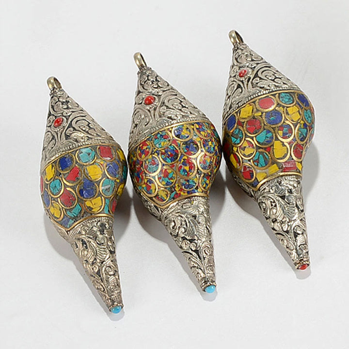 Concha tibetana hecha a mano Natural Shankha colorida concha marina riqueza decoración del hogar - image 5
