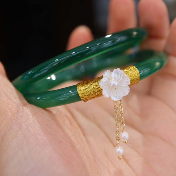 Pulsera de éxito de jade blanco cian natural con Buddha Stones