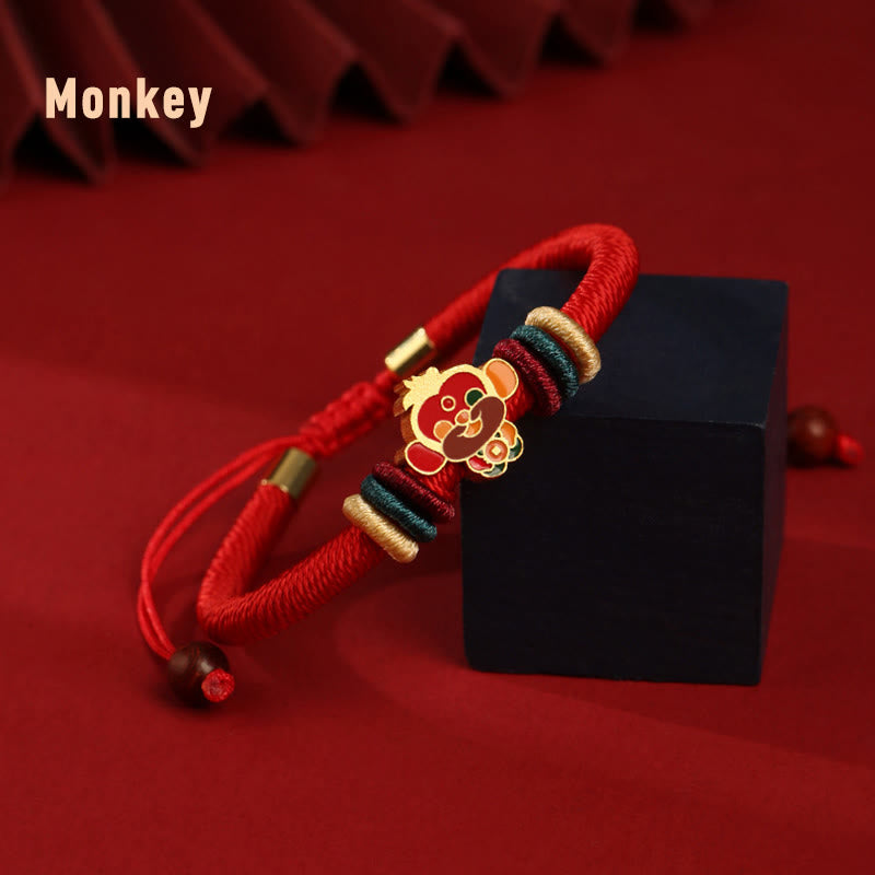 Pulsera roja trenzada de la suerte del zodíaco chino, hecha a mano, de Plata de Ley 925 con Buddha Stones , Año del Dragón - Mono (circunferencia de muñeca 14-19 cm) - image 17