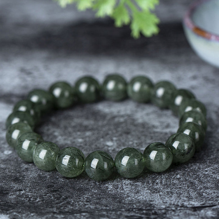 Pulsera de riqueza de bendición de cristal verde natural con Buddha Stones