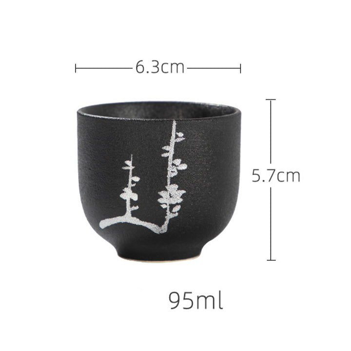 Buddha Stones, flor de loto pintada a mano, crisantemo de bambú, cerámica negra, taza de té de cerámica, taza de té de Kung Fu 95ml