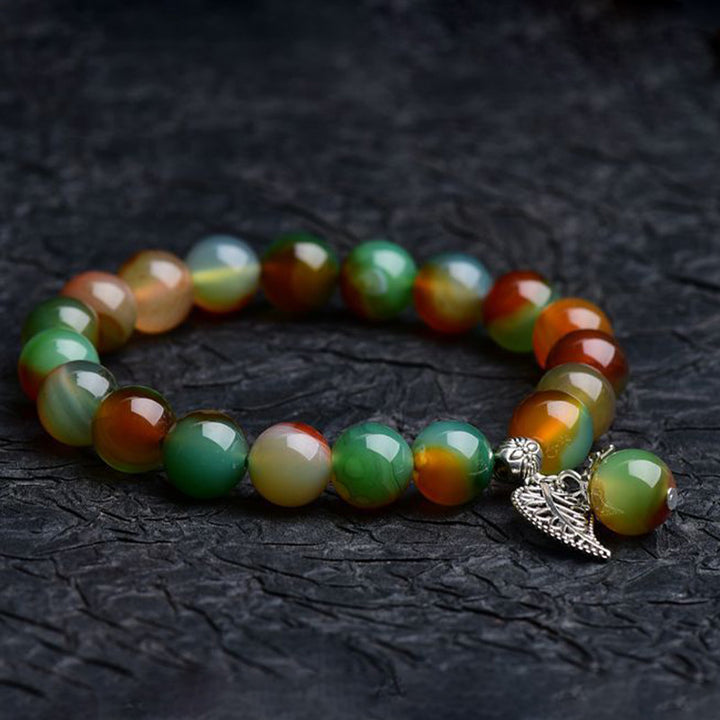 Pulsera curativa de ágata verde natural tibetana con Buddha Stones