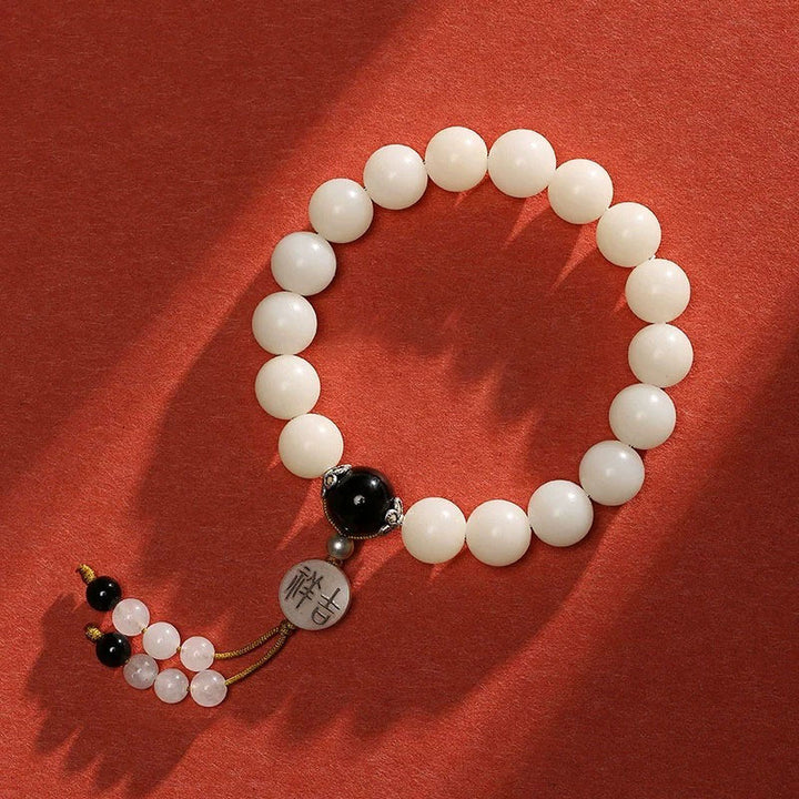 Buddha Stones, semilla de Bodhi, ágata roja, obsidiana negra, cristal rosa, Cuarzo rutilado, pulsera Mala de muñeca de la paz