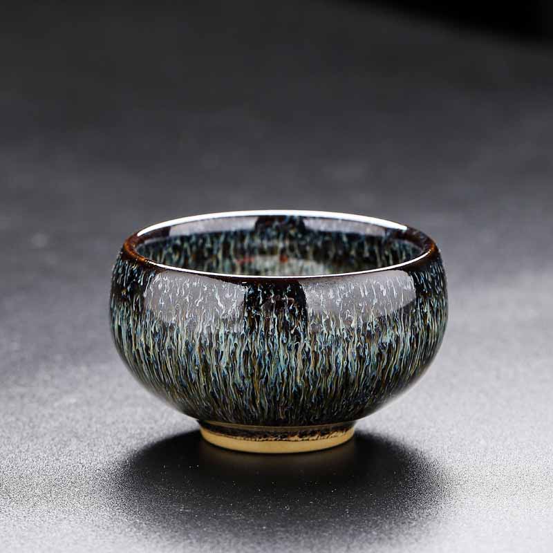 Buddha Stones pequeño horno de peces Koi cambio chino Jianzhan taza de té de cerámica Kung Fu taza de té 60ml