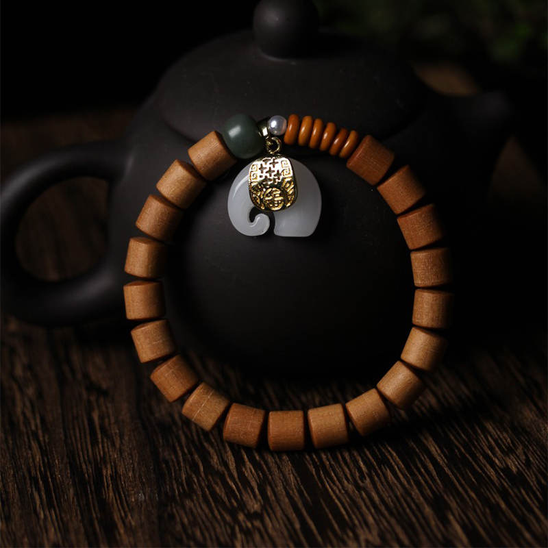 Pulsera de protección de elefante de jade de sándalo