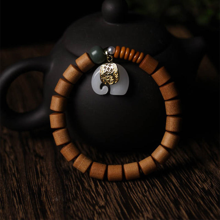 Pulsera de protección de elefante de jade de sándalo