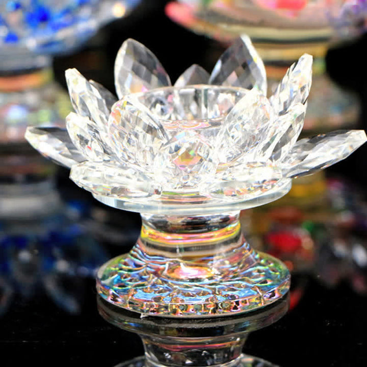Candelabro de cristal con flor de loto, decoración para el hogar y la Oficina