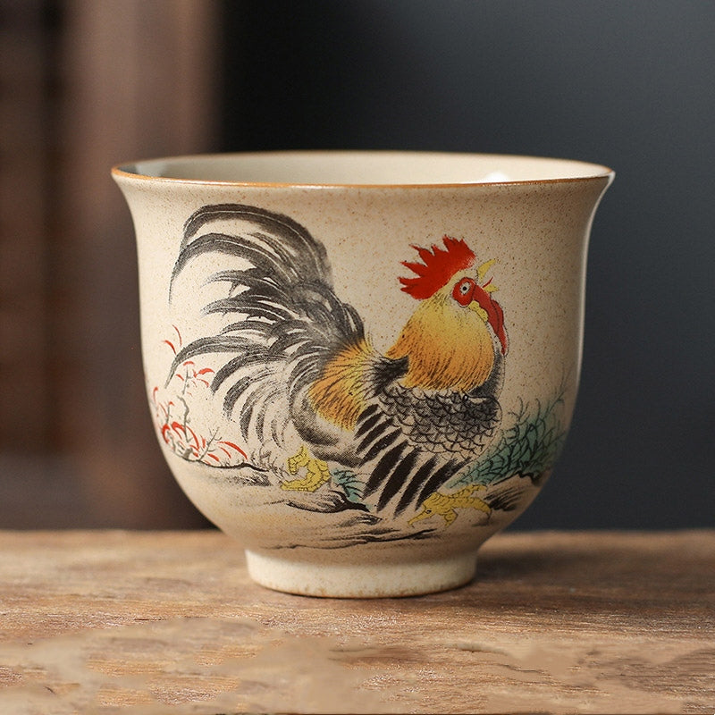 Taza de té de cerámica del zodíaco chino, 12 Buddha Stones, taza de té de Kung Fu, 130ml