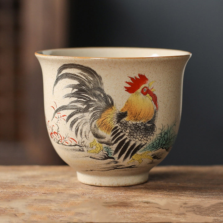 Taza de té de cerámica del zodíaco chino, 12 Buddha Stones, taza de té de Kung Fu, 130ml