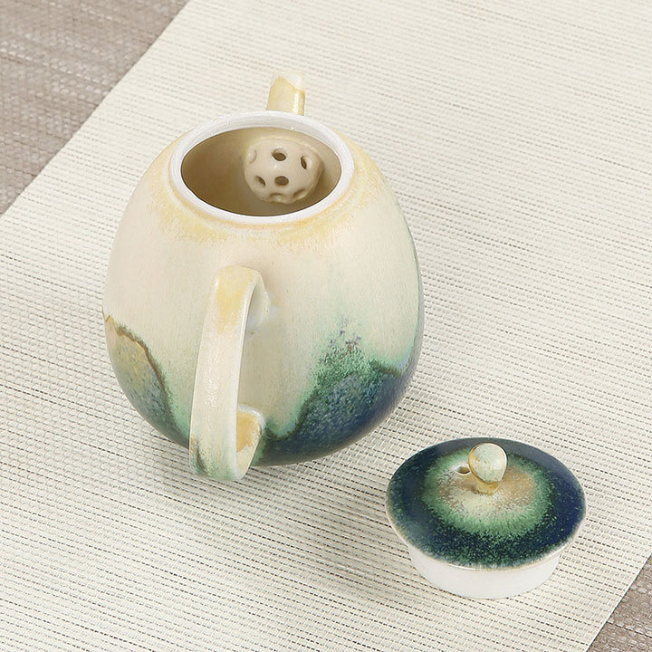 Tetera de kungfú de cerámica con Buddha Stones, té chino Gongfu verde y Beige, 230ml