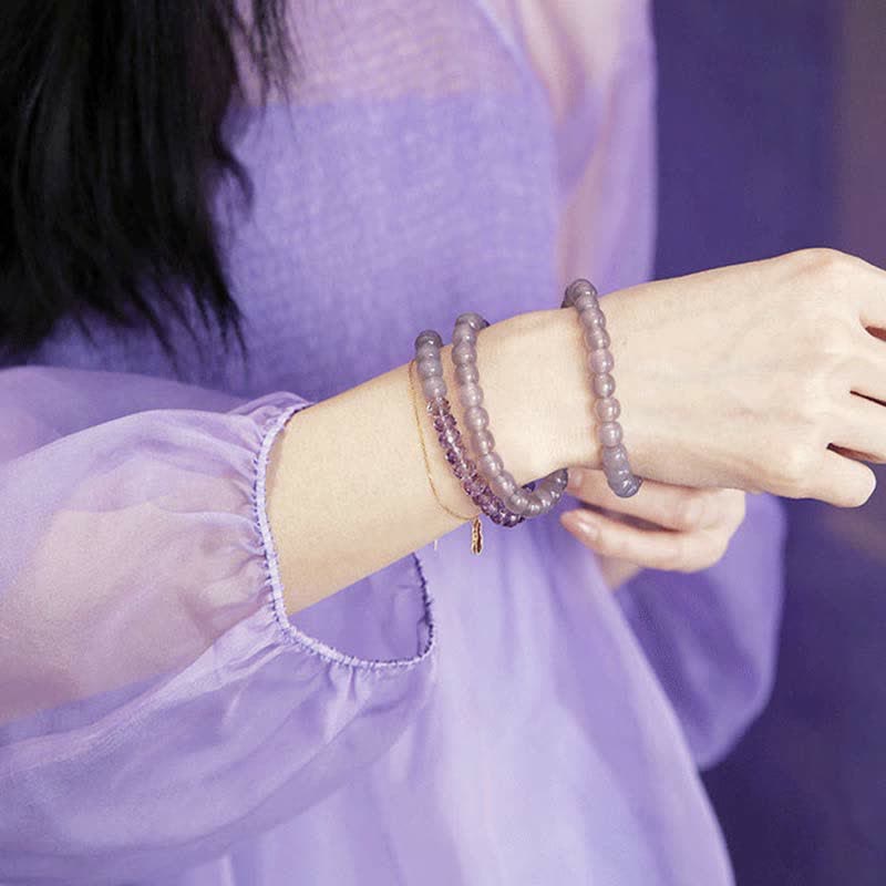 Pulsera curativa de meditación de cristal de amatista natural